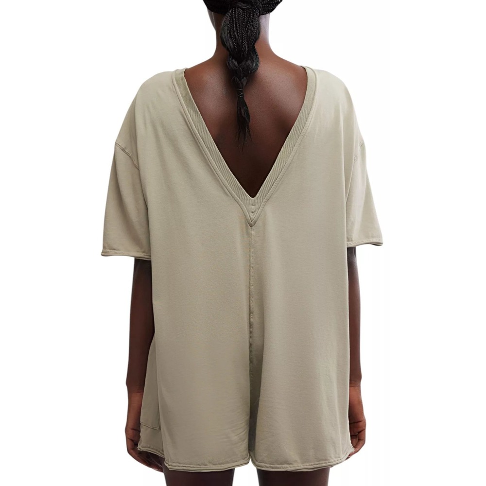 FP Movement Free People Hot Shot Tee Romper Sage Stone Olive Green Large NWT - Picture 5 of 9